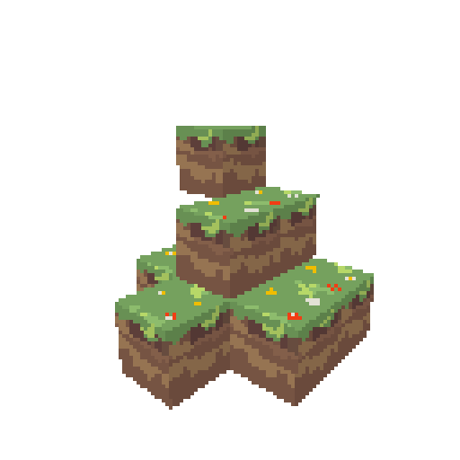Animated turntable of a floating pixel-art island made in ZPixit